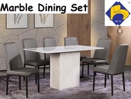 [INSTALLTION] Ebano Marble Dining Set with 6 chairs/ Ebano Meja Makan Marble 6 Kerusi/ Marble Table/ Meja Makan Marble (7-21 days delivery)