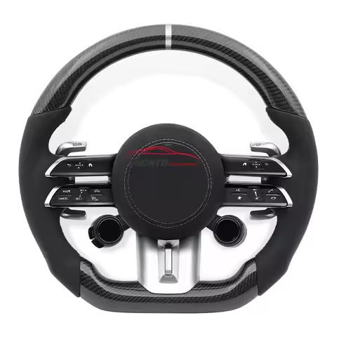 Carbon Fiber Sports Steering Wheel with Knob for Mercedes Benz GLB GLE 53 GLA CLA CLS G63 W464 C63s 