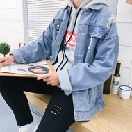 Korea Men Fashion Slim Denim Jacket Jeans Coat Jaket Seluar Jeans Lelaki COD