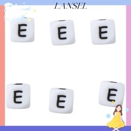 LA Silicone Beads, Silicone White Cube Letter Beads, Alphabet Beads Letter Square Alphabet Beads Han
