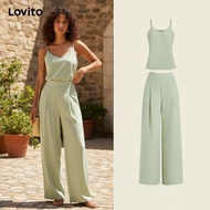 Lovito Baju Atasan Kasual Wanita Musim Panas/Musim Bunga Plain Pleated L131ED462 - Atasan atau Bawah