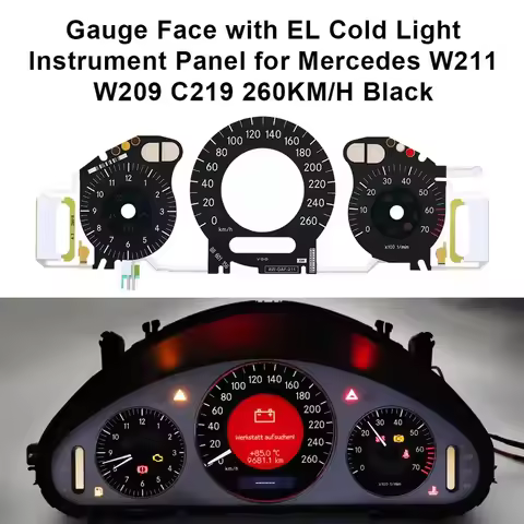 260KM/H Gauge Face with EL Cold Light Instrument Panel for Mercedes W209, W211, C219 Black White
