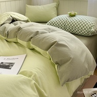 100 Quilt Cover ins Style Pure Cotton Men's Three-Piece Set Washed Cotton Bed Cotton Bedding Simple 