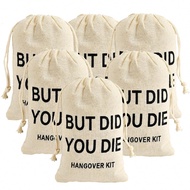ถุงกระสอบป่านสำหรับงานปาร์ตี้สละโสด 'But Did You Die Hangover Kit' 6 ชิ้น สำหรับวันคริสต์มาส วันวาเล