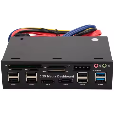 5.25 Inch Usb 3.0 Front Panel Pc Usb 3.0/2.0 Hub E-Sata Sata Audio Multi Card Reader for Computer Ca
