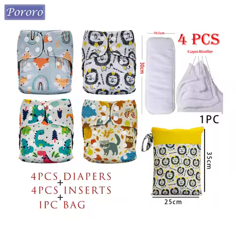 Pororo 1 Set Newborn Eco-friendly Ecological Nappies Reusable Washable Baby Cloth Diapers Adjustable