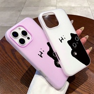 Lovely Black Cat Macaron Color Matte Frosted Skin Feel PC+TPU 2in1 Casing for OPPO Reno 15F 14F 14 1