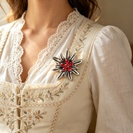 Edelweiss Brooch Beer Festival Diamond Stinger Stinger Retro Light Luxury Fashion Pin Accessories QV