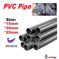 PVC Pipe Grey / PVC Water Pipe / Tebal & Nipis (1/2" 15mm) (3/4" 20mm) (1" 25mm) x 1 Feet