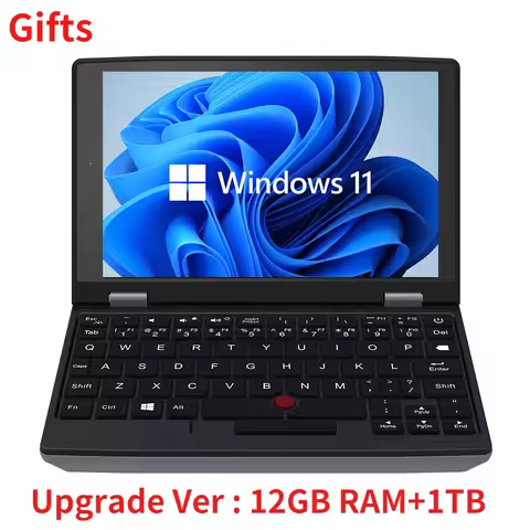 2024 Portable Mini Laptops Metal Small Notebooks Windows 11 7 Inch Touch Screen office N100 16GB+1TB