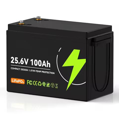 Compact 24V 100Ah Lithium Battery, 24V 100Ah LiFePO4 Battery 5000+ Cycles, Built-in 100A Low Tempera