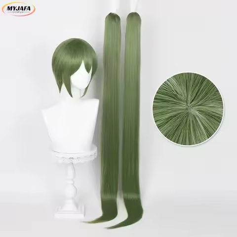w;2,c\4.g;115cm Miku Cosplay Anime Long Ponytails Short Straight Wig Heat Resistant Synthetic Hair R