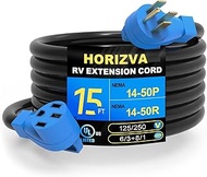 50 Amp RV Extension Cord 15 FT, 50 Amp 4 Prong EV Extension Cord with Grip Handle, UL Listed NEMA 14