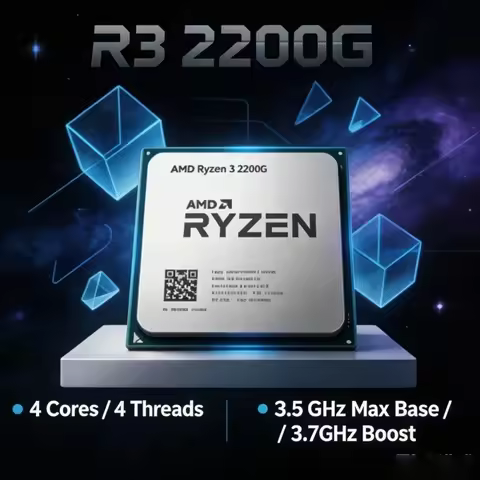 AMD R3 2200G Ryzen 3 2200G Vega 8 Graphics APU 4 Cores 4 Threads 14nm Zen Socket AM4 Desktop CPU
