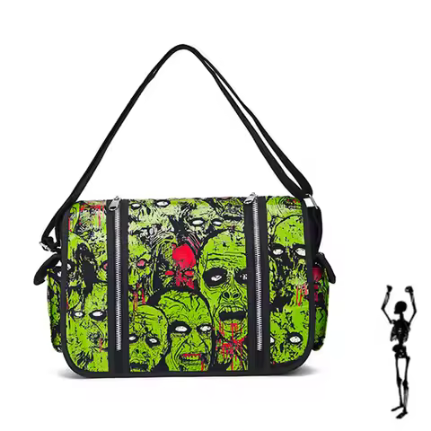 Large Gothic Zombie Ghost Canvas Luminous Shoulder Hnadbag Halloween Cosplay Waterproof Cross Messen