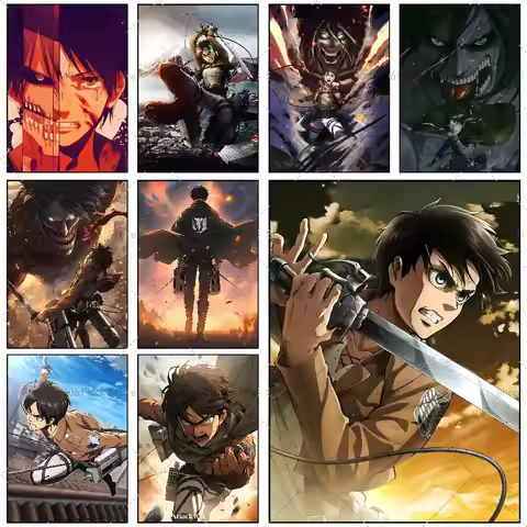 Anime Attack on Titan Eren Jeager Poster Self-adhesive Art Waterproof Paper Sticker Coffee House Bar