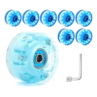 8 Piece Glitter Light Up Roller Skate Wheels Luminous Skate Wheels with Bearings Installed 32 x 58 m