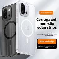 Magnetic Wireless Charger Case For Oneplus 13T 13 13S Corrugated Transparent Hard PC Magnetic Anti-d