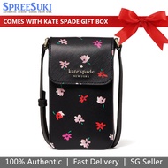 Kate Spade Handbag In Gift Box Crossbody Bag Staci Ditsybuds North South Flap Phone Crossbody Black # WIR00126