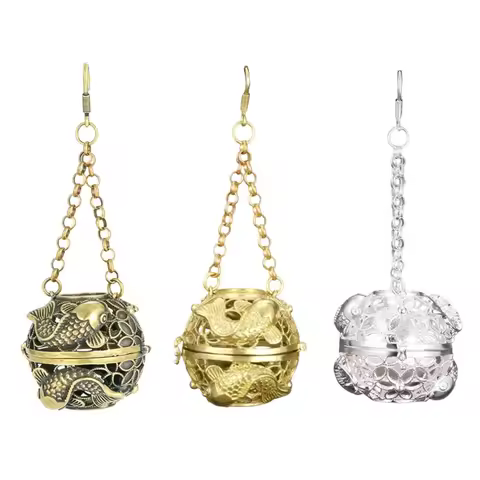 Artistic Brass Scent Ball With Antique Aesthetic And Chain Hanging Incenses Burners Fragrances Diffu