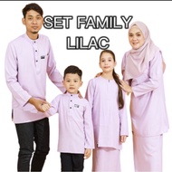 SET FAMILY RAYA LILAC kurta lengan panjang baju kurung budak dewasa kids anak viral kenduri 2023 vir