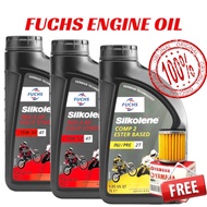 100% Original FUCHS Silkolene PRO 4 XP FULLY SYNTHETIC 10W50 15W50 4T INJ/PRE 2T Engine Oil Minyak Hitam Minyak Enjin