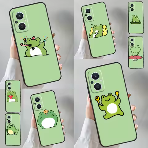 Mint Green Funny Frog Funda For OPPO Reno 11 F 10 Pro 4 5 6 7 8 Lite 4Z 5Z 8T OPPO Find X6 X5 Pro X2