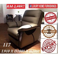 Montreal 117,  1R (Recliner, MANUAL)  High Back GENUINE COW LEATHER, H/L, SOFA Set, EXPORT Series RM