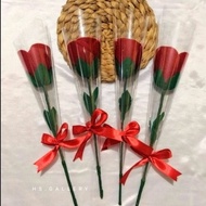 Bunga mawar flanel tangkai / bunga mawar buket / souvenir bunga mawar