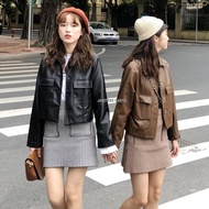 JNK x TRENCH - Jaket Kulit Oversized Wanita OOTD Faux Synthetic Leather Jacket Jumbo Oversize Besar