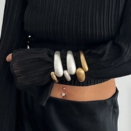 Y • LIFE Trendy Matte Metal Water Drop Open Spring Bangles Bracelet Women's Punk Grunge Heavy Metal 