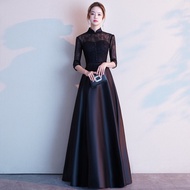 Style Black Evening Dress Tea Ceremony Slim Traditional Dresses Event Long Formal Gown