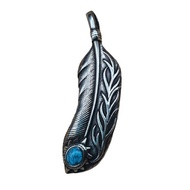 Takahashi Goro’s Style Stainless Steel Turquoise Feather Pendant