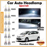 For Perodua Alza C6 Car Auto Headlight Headlamp LED White Light Bulb 6500k Lampu Besar Kereta Plug &amp; Play 2pcs/set