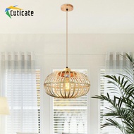 [Cuticate] Modern Farmhouse Pendant Light E27 Lamp Holder Wood Texture Ceiling Hanging Chandelier fo