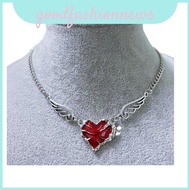 Heart Gothic Punk Angel Wing Pendant Necklace Fashion For Alternative