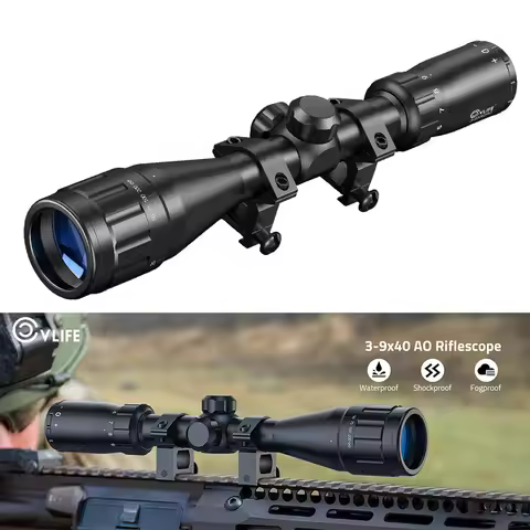CVLIFE 3-9x40 AO Rifle Scope Optics Sights R4 Reticle Crosshair Riflescope for 11mm Dovetail or 20mm