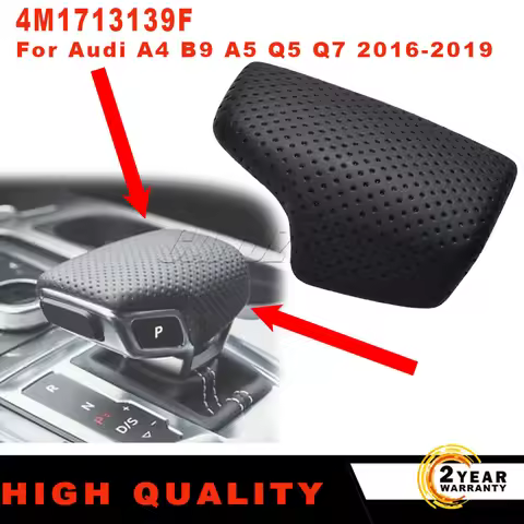 New Black Perforated Gear Lever Cover LHD for Audi A4 B9 A5 Q5 Q7 2016-2019 Leather Shift Knob Repla