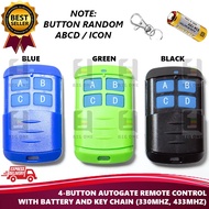 (330 MHZ, 433 MHZ) COLOURFUL 4 BUTTON AUTOGATE REMOTE CONTROL WITH BATTERY