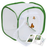 RESTCLOUD Insect and Butterfly Habitat Cage Terrarium Pop-up 12 X 12 X 12 Inches with Zipper Protect