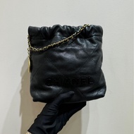 Chanel 香奈兒 22bag Mini so black 黑金 迷你垃圾包