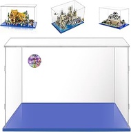 Acrylic Display Case 40 x 30 x 25 cm with Blue Base, 3 mm Thick Display Case for Hogwarts Castle 764