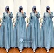 Gamis Polos Crinkle Airflow Premium Model Terbaru Bahan Adem Tebal Dan Jatuh