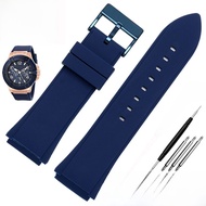 สายนาฬิกาหนังยางสำหรับผู้ชาย สีน้ำเงิน GUESS สายนาฬิกาหนังยางแบบนิ่ม สายรัดแบบยืดหยุ่น กันน้ำได้ ควา