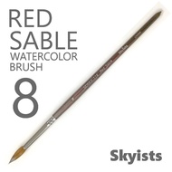 Red SABLE Watercolor Brush Skyists Series 118 for Watercolor and Gouache- Size 8