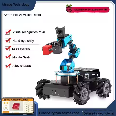 Hiwonder ArmPi Pro FOR Raspberry Pi 4B 5 ROS Robotic Arm Developer DIY Kit with 4WD Mecanum Wheel Ch