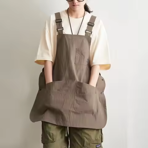 New Double-Sided Kitchen Apron Waterproof Pure Color Waist Apron Adjustable Multi-scene Chef Apron H