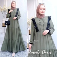 Laris Renvila Dress Gamis Ceruty Babydoll Terbaru 2021 Dress Muslim Wanita Kekinian Baju Muslim Wanita EF