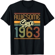 Men's cotton T-shirt Awesome Since 1963 62nd Birthday 62 Years Old Bday Men Women T-Shirt Fast Shipp