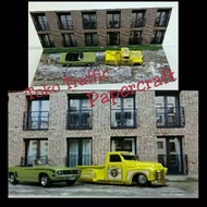 Kode H diorama papercraft Gedung Jalan skala 1/64